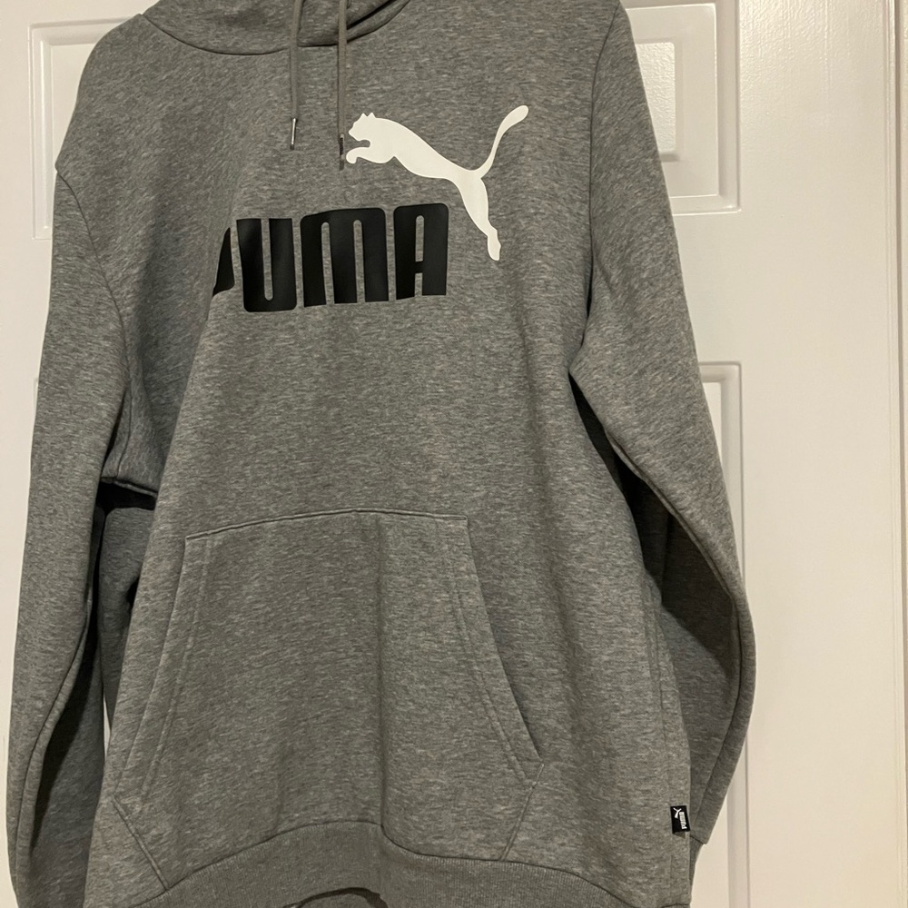 Puma Men's Gray Hoodie with Logo
